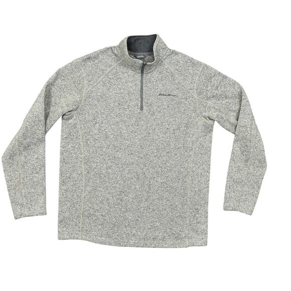 Eddie Bauer Beige Pullover Sweater, L, Polyester, Quarter Zip Fleece - Picture 1 of 7